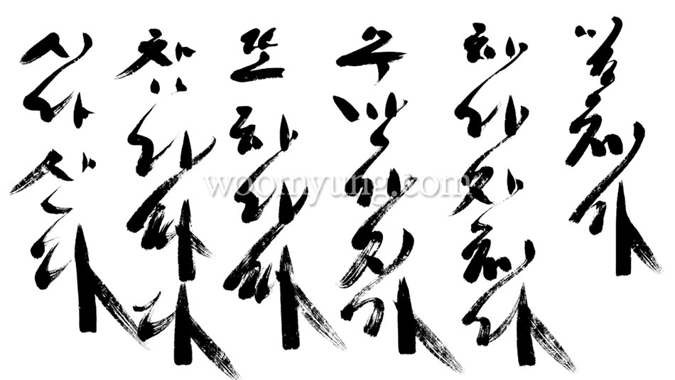 Master Woo Myung Calligraphy #1 – Everything is one and countless things are one. I am reborn in the True world and live.